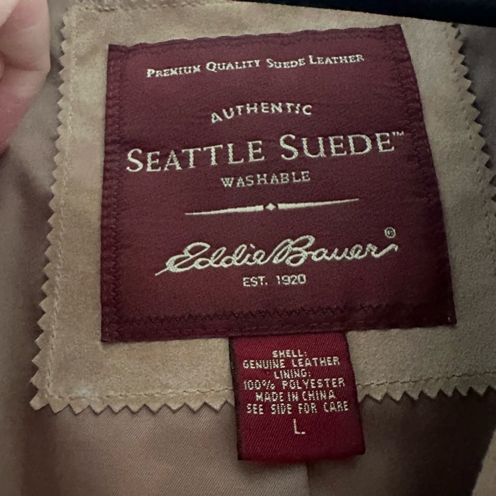 Eddie Bauer camel washable leather suede jacket - Picture 4 of 4